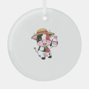 Strawberry Cow Kawaii Anime Strawberry Milk _7 Glass Tree Decoration