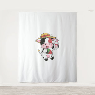 Strawberry Cow Kawaii Anime Strawberry Milk _7 Tapestry