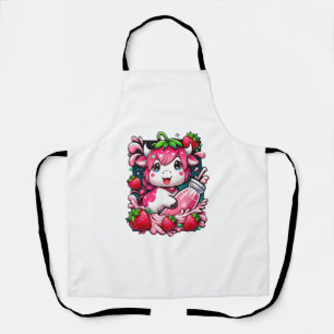 Strawberry Cow Kawaii Anime Strawberry Milk  Apron