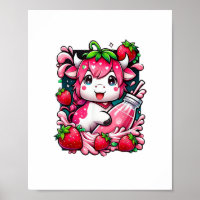 Strawberry Cow Kawaii Anime Strawberry Milk