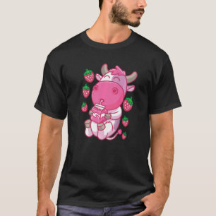 Strawberry Cow Milk Strawberries Boys Girls Kids T-Shirt