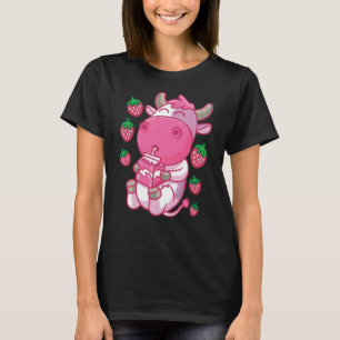 Strawberry Cow Milk Strawberries Boys Girls Kids T-Shirt