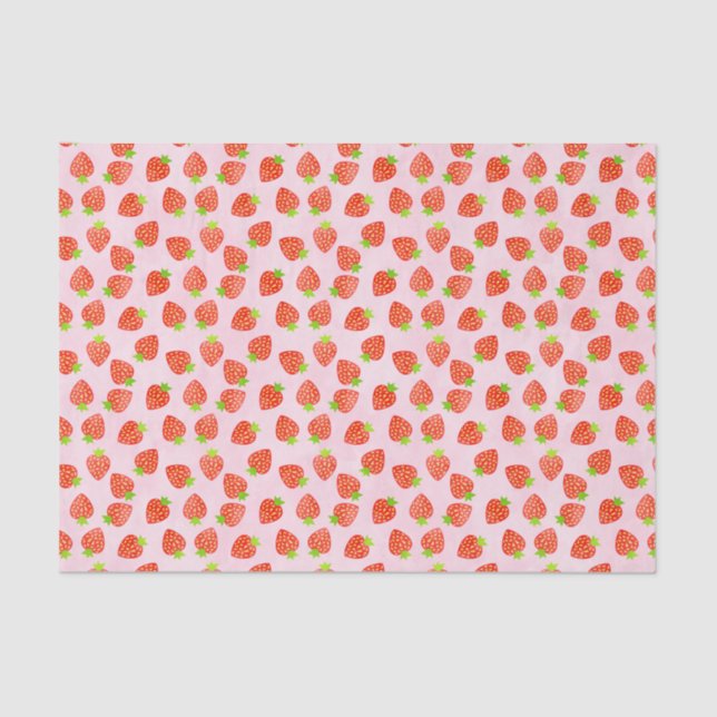 Strawberry Cream Pattern Pretty Pink Red Fruit Tissue Paper (Front)