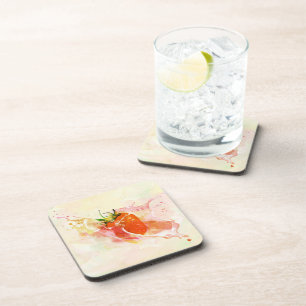 Strawberry Cream Splash! Watercolor Coaster