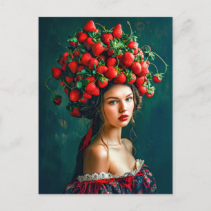 Strawberry Crown Baroque Lady Holiday Postcard
