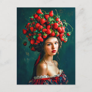 Strawberry Crown Baroque Lady Holiday Postcard