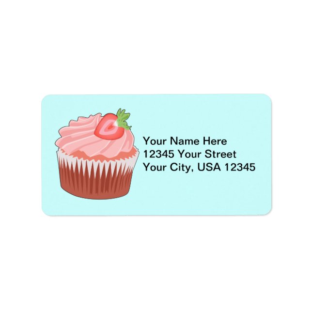Strawberry Cupcake Address Label (Front)
