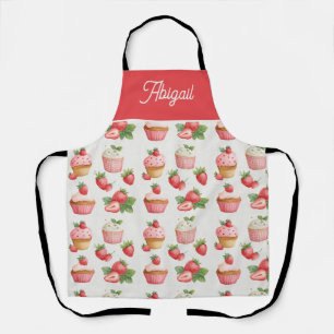 Strawberry Cupcake Apron Custom Name