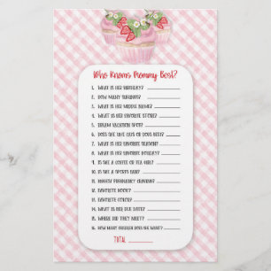 Strawberry Cupcake Baby to Bee Shower Game Girl Flyer