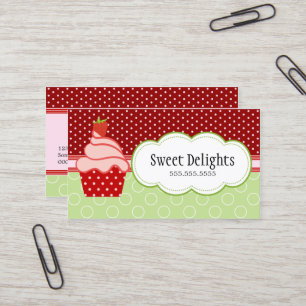 Strawberry Cupcake Bakery Business Card