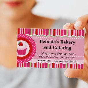 Strawberry Cupcake Bakery Business Card