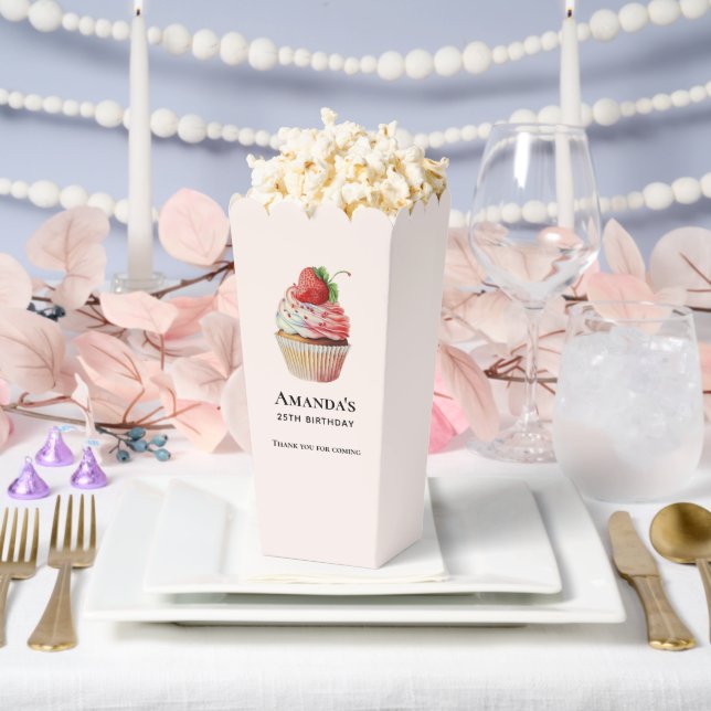 Strawberry Cupcake Dessert Birthday Thank You Favour Box (Wedding)