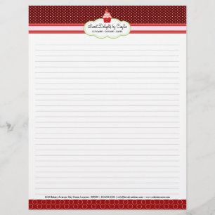 Strawberry Cupcake Lined Recipe Paper Personalised Letterhead