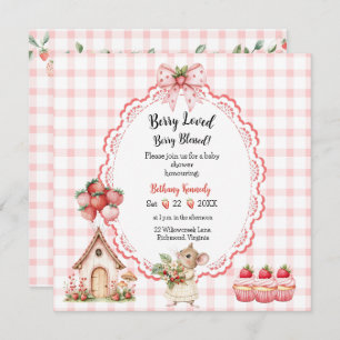 Strawberry Cupcake Mouse Baby Shower Invitation