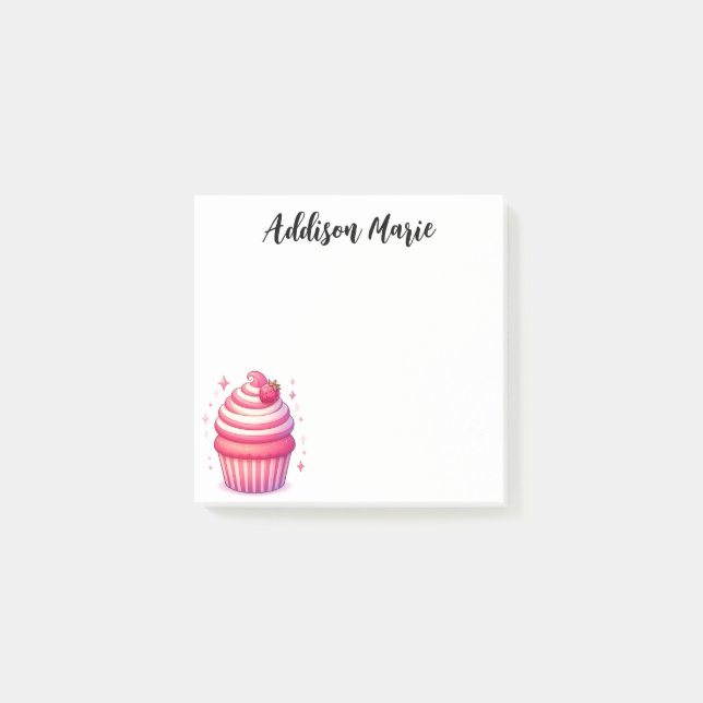 Strawberry Cupcake Personal Name Post-it Notes (Front)