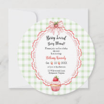 Strawberry Cupcake Round Baby Shower Invitation