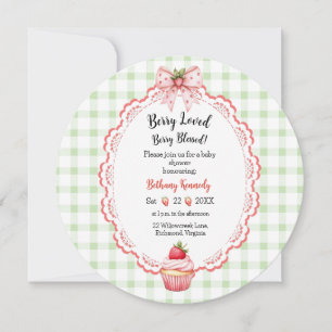 Strawberry Cupcake Round Baby Shower Invitation