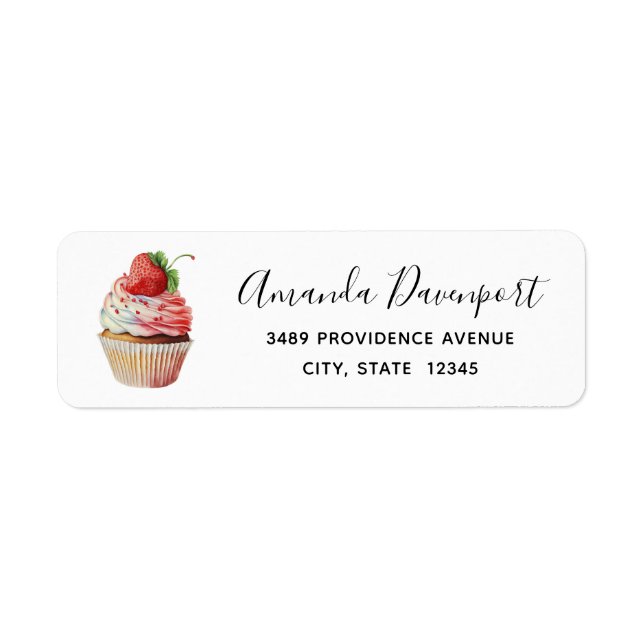 Strawberry Cupcake Sweet Dessert Address (Front)