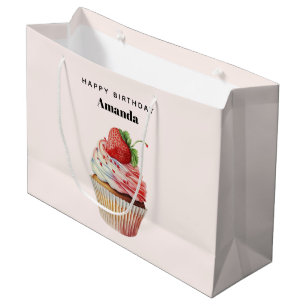 Strawberry Cupcake Sweet Dessert Birthday Large Gift Bag