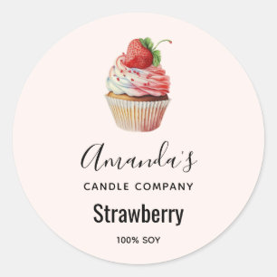 Strawberry Cupcake Sweet Dessert Candle Business Classic Round Sticker