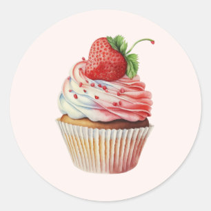 Strawberry Cupcake Sweet Dessert Classic Round Sticker