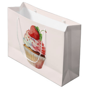 Strawberry Cupcake Sweet Dessert Large Gift Bag
