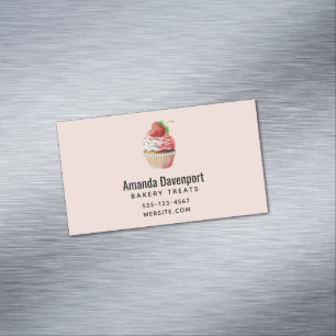 Strawberry Cupcake Sweet Dessert Magnetic Business Card