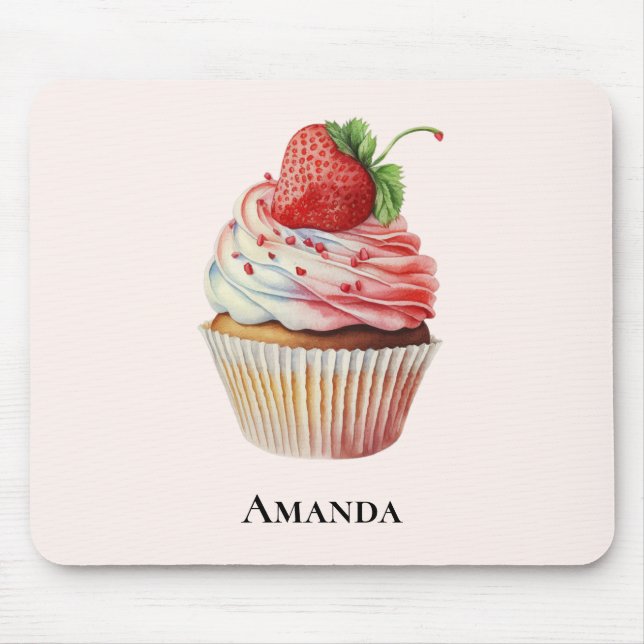 Strawberry Cupcake Sweet Dessert Mouse Mat (Front)