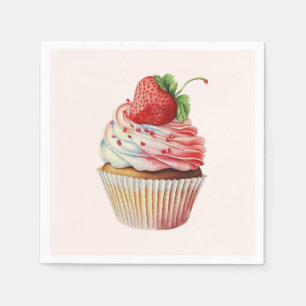 Strawberry Cupcake Sweet Dessert Napkin
