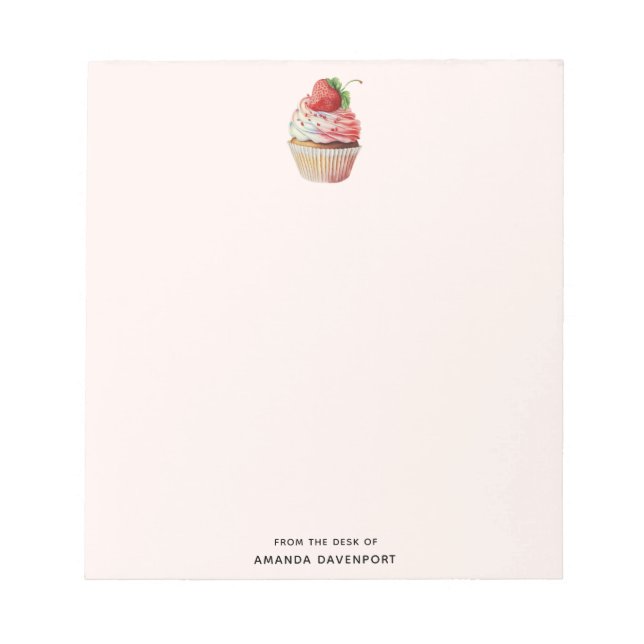 Strawberry Cupcake Sweet Dessert Notepad (Front)
