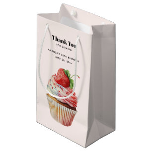Strawberry Cupcake Sweet Dessert Thank You Small Gift Bag