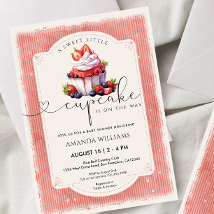 Strawberry Cupcake Sweet Summer Baby Shower Invitation