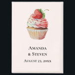 Strawberry Cupcake Sweet Wedding Save the Date Magnet<br><div class="desc">Wedding save the date magnet with a yummy illustration featuring a delicious looking cupcake. White cream and a big strawberry adorn this yummy sweet treat.</div>