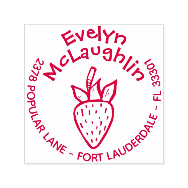 Strawberry Custom Return Address Pre Inked Stamp (Design)
