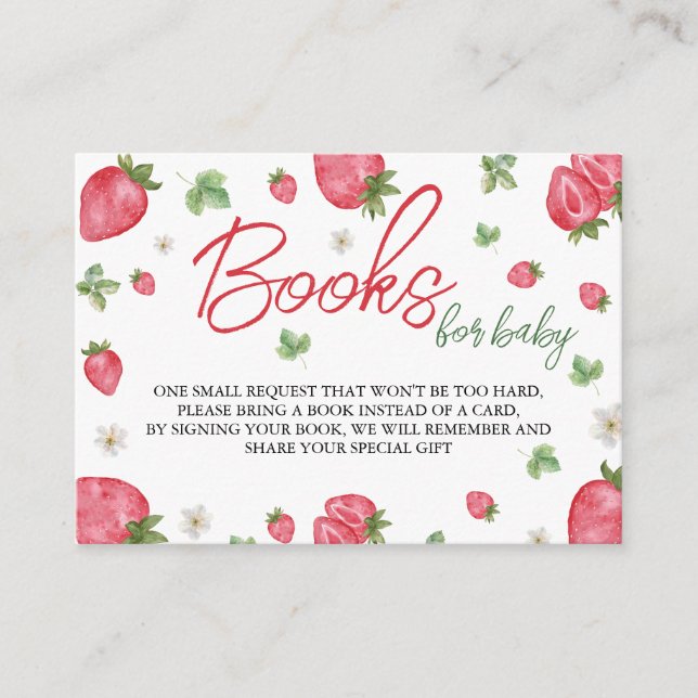 Strawberry Cute Baby Shower Books For Baby  Enclosure Card (Front)