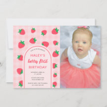 Strawberry Cute Berry First 1st Birthday Photo
