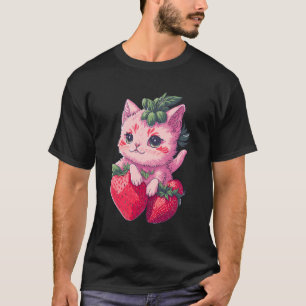 Strawberry Cute Cat Kawaii Anime - Strawberry Cat T-Shirt