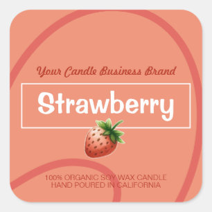 Strawberry Cute Style Modern Soy Candles Labels 