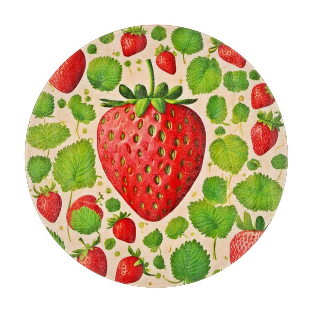 Strawberry Dadaist Artwork Cutting Board (Front)