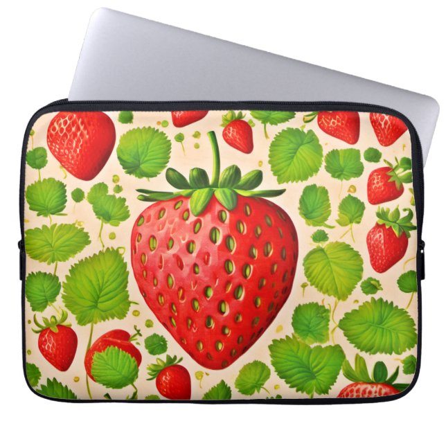 Strawberry Dadaist Artwork Laptop Sleeve (Front)