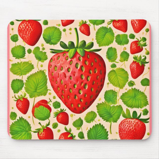 Strawberry Dadaist Artwork Mouse Mat (Front)