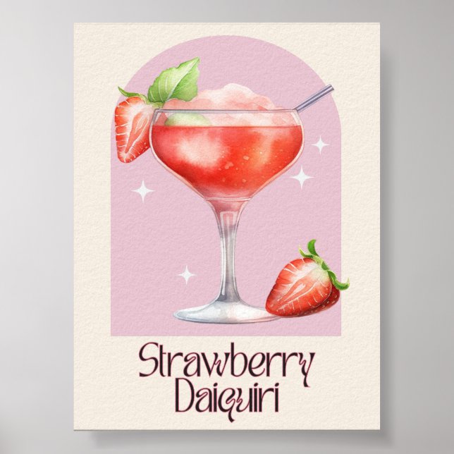 Strawberry Daiquiri Art Print | Bar Decor Poster (Front)