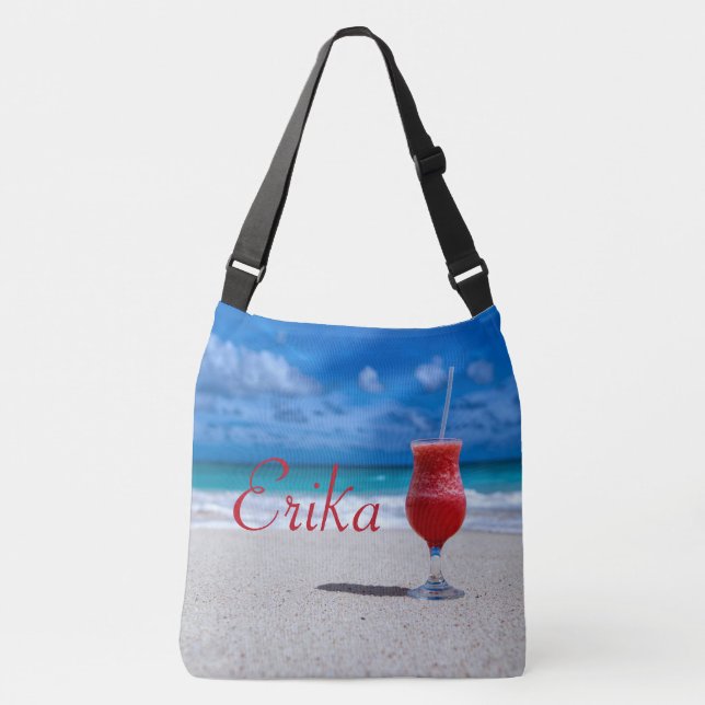 Strawberry Daiquiri Caribbean Beach Personalised Crossbody Bag (Front)
