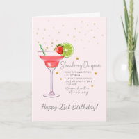 Strawberry Daiquiri Cocktail Happy Birthday Card