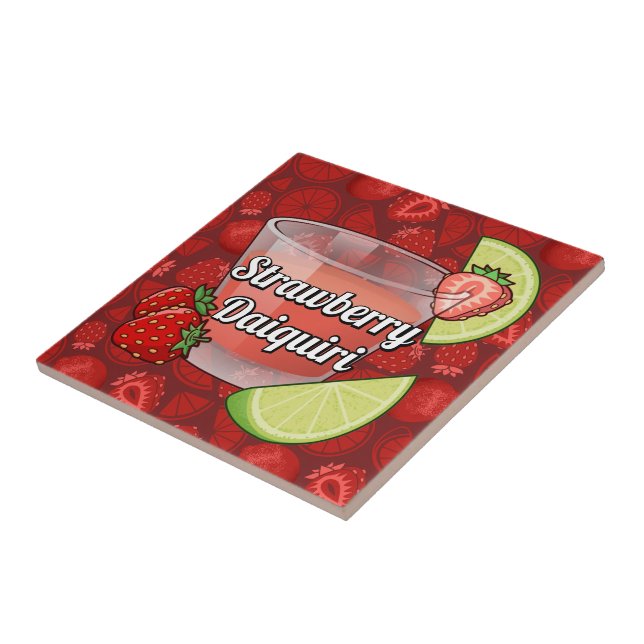 Strawberry Daiquiri Cocktail Tile (Side)