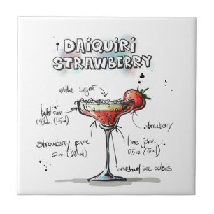 Strawberry Daiquiri Drink Recipe Design Tile