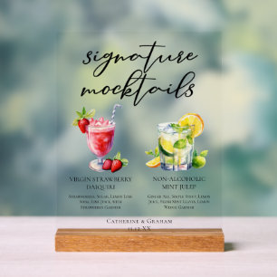 Strawberry Daiquiri Mint Julep Signature Mocktails Acrylic Sign