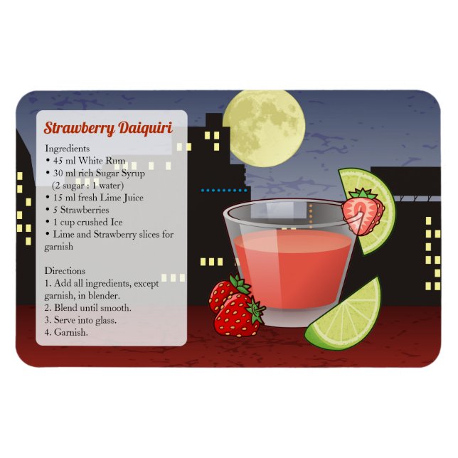 Strawberry Daiquiri Recipe Magnet (Horizontal)