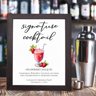 Strawberry Daiquiri Signature Cocktail Party Poster