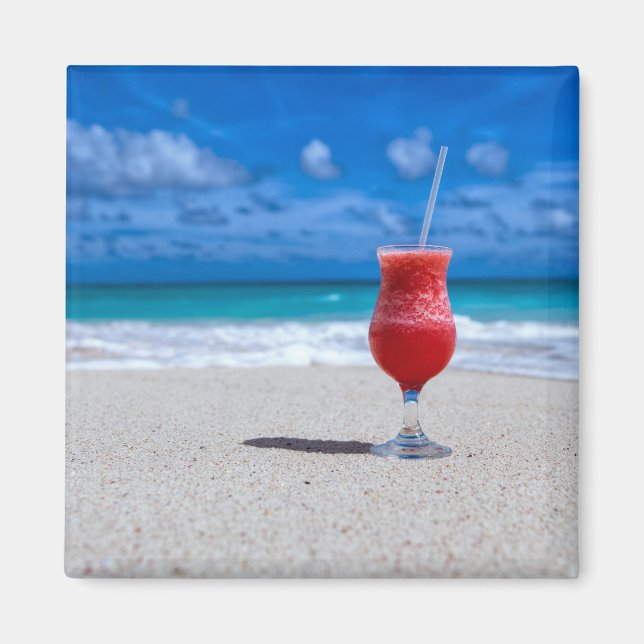 Strawberry Daiquiri Tropical Punch Caribbean Beach Magnet (Front)